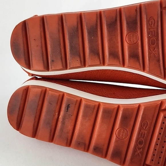 GEOX Women's Orange White Leather Flat Casual Loafer Shoe Almond Toe Size 37.5 - Picture 14 of 16